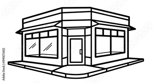 Simple Line Drawing of a Commercial Building.