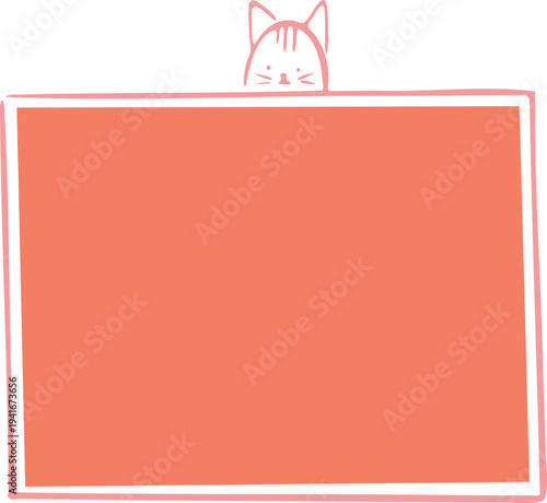 Empty cute cat or dog, pet frame set, speech bubble with ears and tail, border with paw print. Doodle sketch hand drawn elements. Footprint badge, border divider