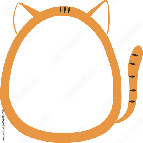 Empty cute cat or dog, pet frame set, speech bubble with ears and tail, border with paw print. Doodle sketch hand drawn elements. Footprint badge, border divider