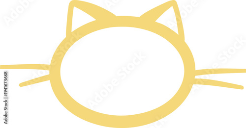 Empty cute cat or dog, pet frame set, speech bubble with ears and tail, border with paw print. Doodle sketch hand drawn elements. Footprint badge, border divider