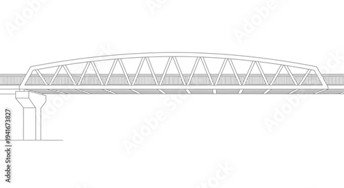 Steel Bridge Structure Illustration Architectural Detail.