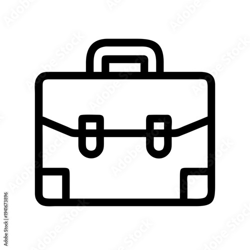 A classic briefcase with two handles and a flap closure isolated on white background, Vector