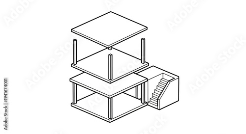 Three Tiered Display Rack Illustration.
