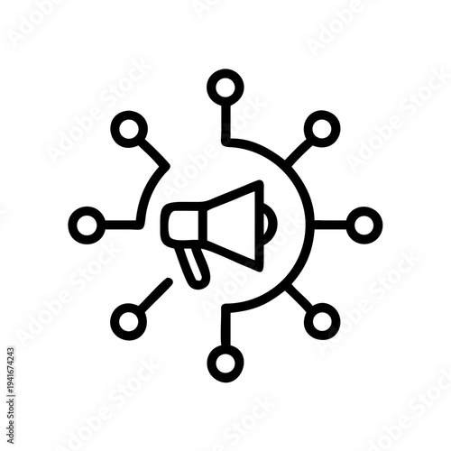 Modern network connectivity icon with integrated speaker for audio alerts isolated on white background, Vector