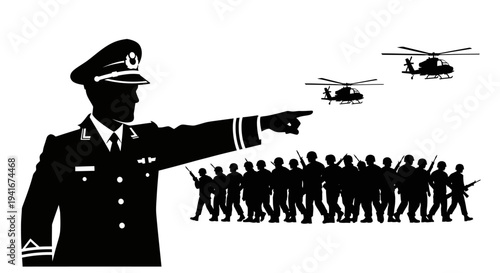 Military Commander Directs Helicopter Attack on Soldier Formation
