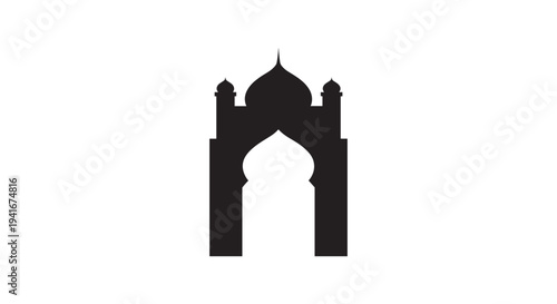 Islamic Architectural Silhouette of Archway Gateway.