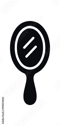 Solid silhouette handheld oval mirror with handle for beauty, makeup, and vanity routines.
