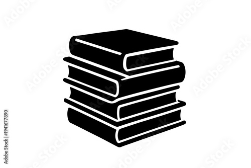 Stack of books icon showing piled hardcovers for reading, education, library and study flat vector icon