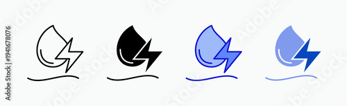 Hydro Power Icon Sheet Multiple Style Collection Isolated Vector