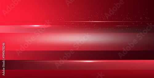 Abstract Red Background with Horizontal Light Streaks and Particles