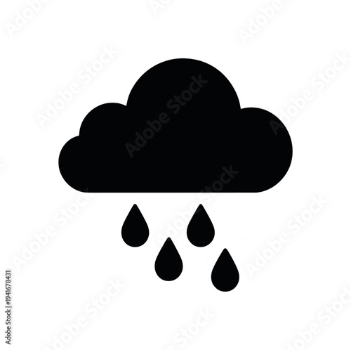 Simple cloud with falling raindrops weather symbol for apps and backgrounds flat vector icon