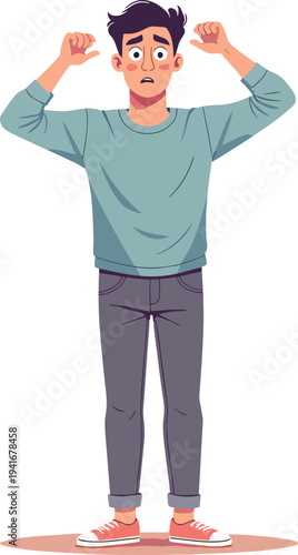 donna uomo paura improvvisa stato di emozione negativo, triste, offeso, sorpreso, emozionato, impaurito vettoriale