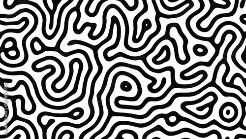 Black and white abstract maze vector pattern
