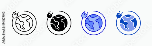 Earth Outlet Icon Sheet Multiple Style Collection Isolated Vector