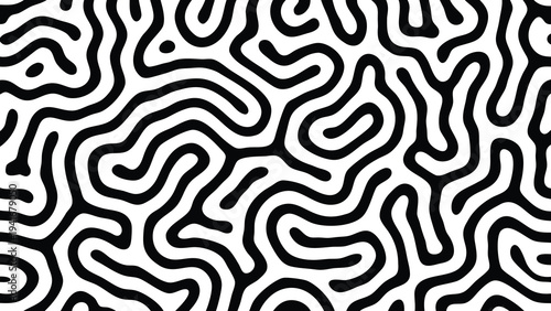 Set of black squiggly lines vector pattern background