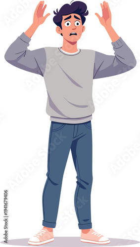 donna uomo paura improvvisa stato di emozione negativo, triste, offeso, sorpreso, emozionato, impaurito vettoriale