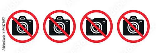 No Photography Camera Prohibition Icon Vector Illustration