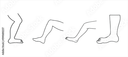 human leg drawing vector set hand drawn illustration on white background.