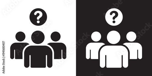 Photography Group of people icon featuring a question mark icon