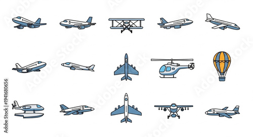 Collection of Various Aircraft Designs and Air Transportation Vehicles.