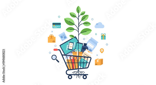 Sustainable E-commerce Growth & Digital Retail Transformation Concept