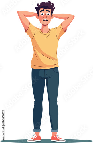 donna uomo paura improvvisa stato di emozione negativo, triste, offeso, sorpreso, emozionato, impaurito vettoriale