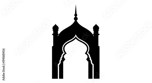 Islamic Archway Silhouette with Towers.