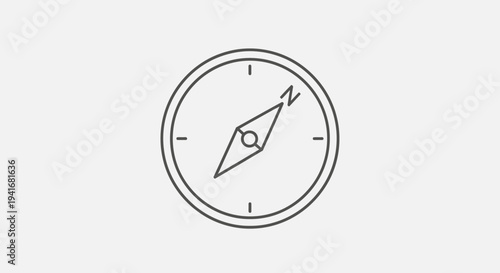 Simple line art compass icon pointing north