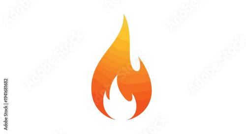 Simple orange and yellow flame icon on white background