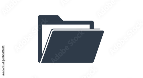 Simple open file folder icon for data management