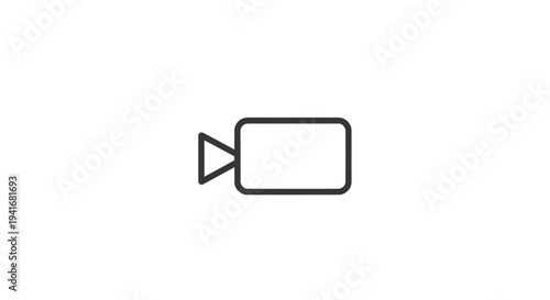 Simple line video camera icon on white background