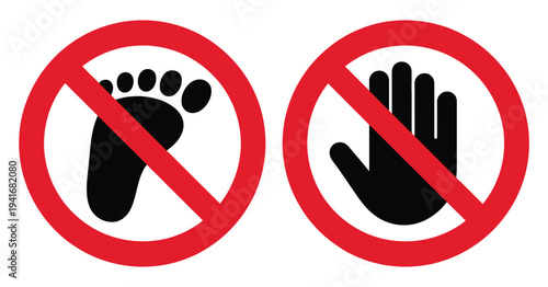 Prohibited Hand Symbols and Warning Signs Vector for Safety and Ban