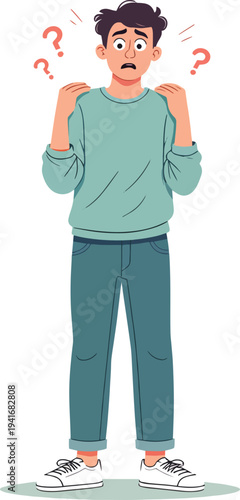 donna uomo paura improvvisa stato di emozione negativo, triste, offeso, sorpreso, emozionato, impaurito vettoriale