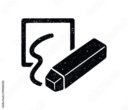 Chalk and chalkboard eraser icon for school supplies and education signage flat vector icon