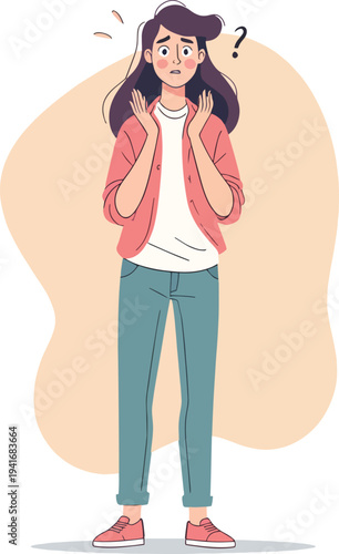 donna uomo paura improvvisa stato di emozione negativo, triste, offeso, sorpreso, emozionato, impaurito vettoriale