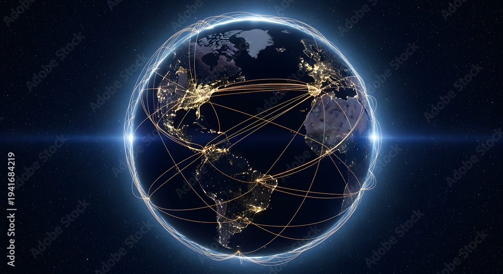 Naklejka premium Global network connections in the digital age