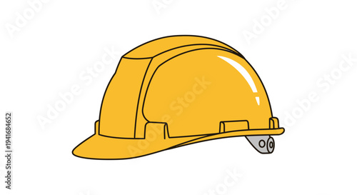 Single yellow safety hard hat on white background