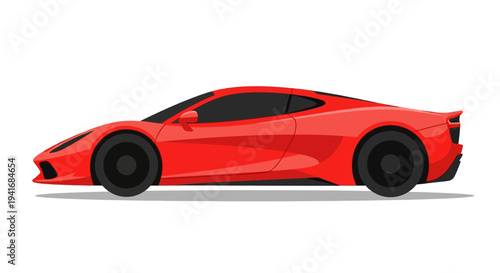 Sleek red modern sports car side view illustration