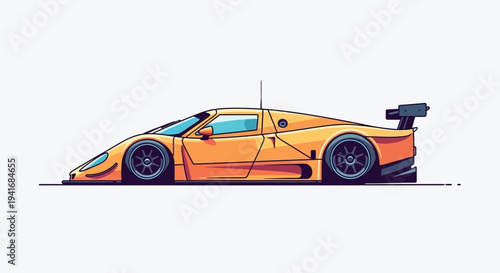 Sleek orange sports car side profile illustration on white