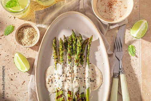 Fresh roasted asparagus wit...
