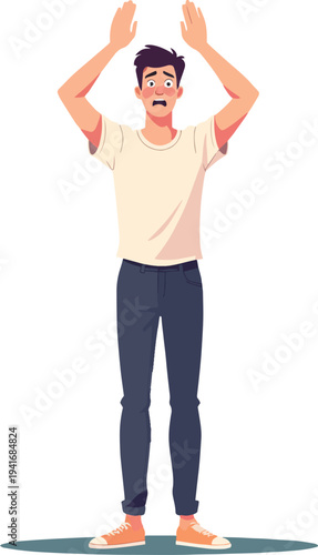 donna uomo paura improvvisa stato di emozione negativo, triste, offeso, sorpreso, emozionato, impaurito vettoriale