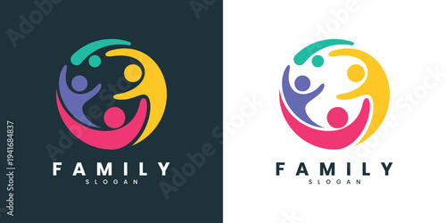 Colorful abstract family logo vector