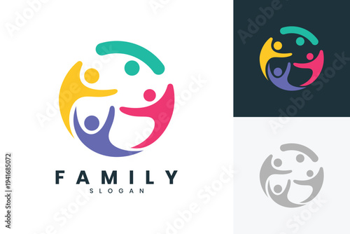 Colorful community family care logo vector