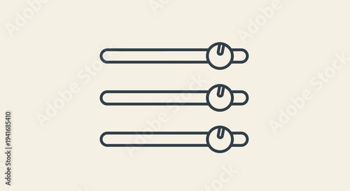 Three minimalist outline slider controls for settings or adjustments