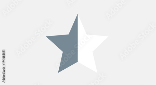 Two-tone star icon with gray and white halves