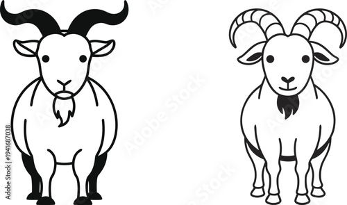 Simple Goat Line Art Vector Illustration