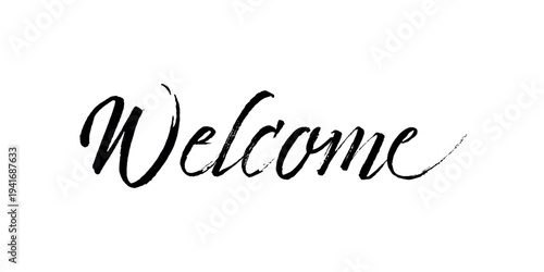 Vector Welcome hand drawn inscription with lines. Calligraphic inscription, vector illustration