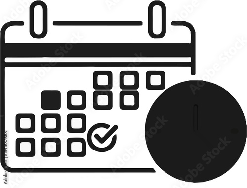 Icon of a calendar with highlighted days and a clock, indicating scheduled time