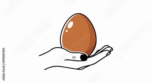 Hand holding a brown egg with highlights