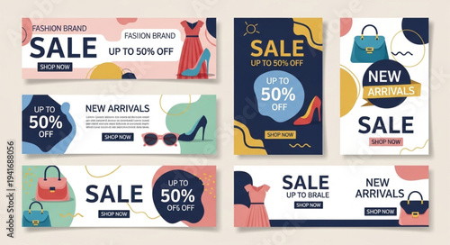Fashion Sale Banners with Stylish Designs and Discount Offers.